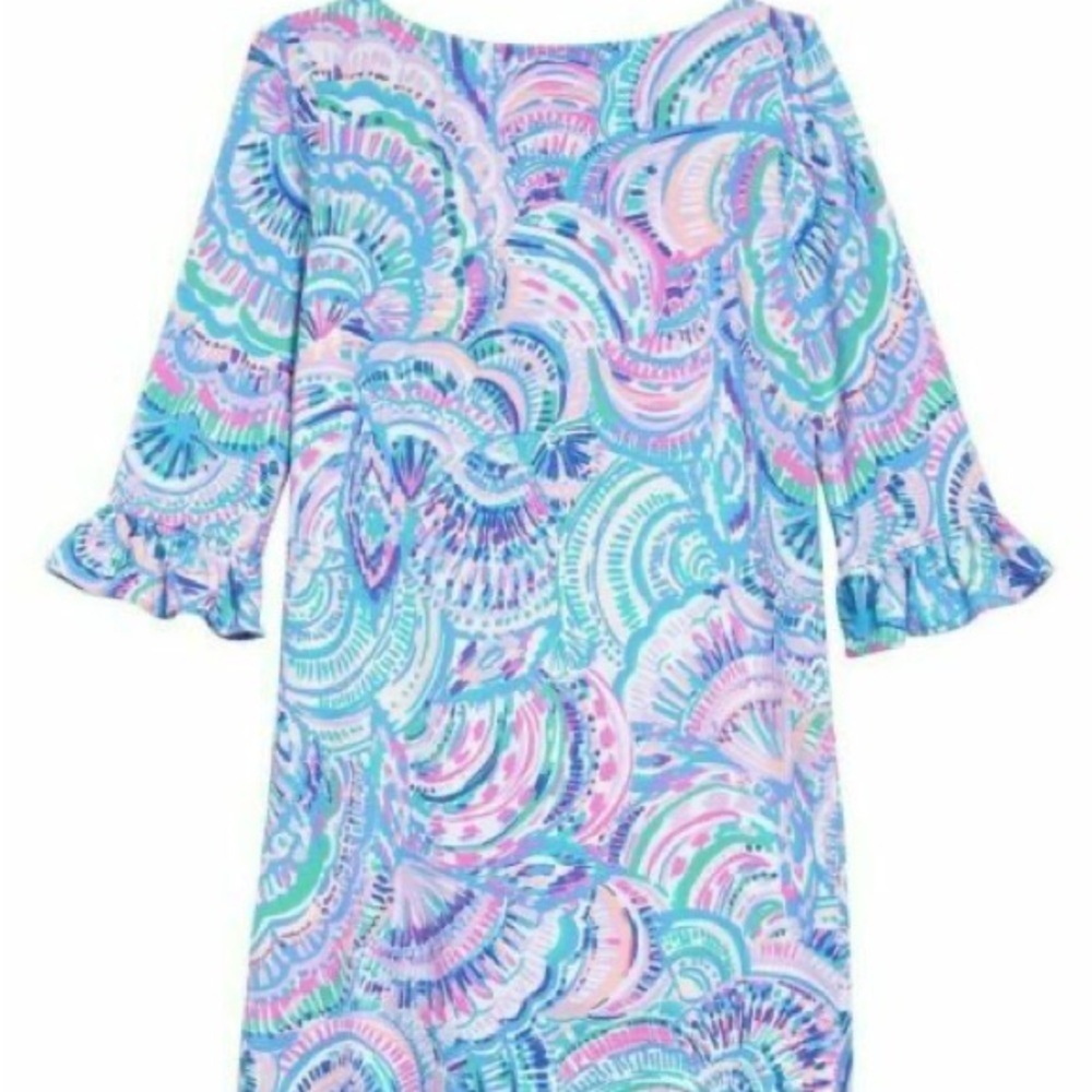 Lilly Pulitzer GIRLS MINI SOPHIE RUFFLE DRESS Pink Blue 12-14